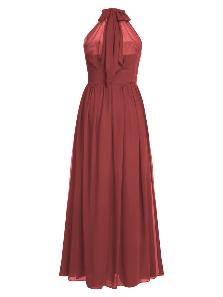1950s Chiffon Sleeveless Solid Vintage Dress