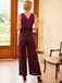 Wine Red 1930s Polka Dot Belt Jumpsuit