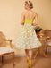 2PCS 1950s Yellow Romper & White Floral Skirt