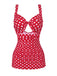 Red Polka Dot Strap One-Piece Swimsuit