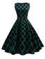 Green 1950s Plaid Belted Swing Dress