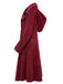 Wine Red 1950s Solid Button Coat