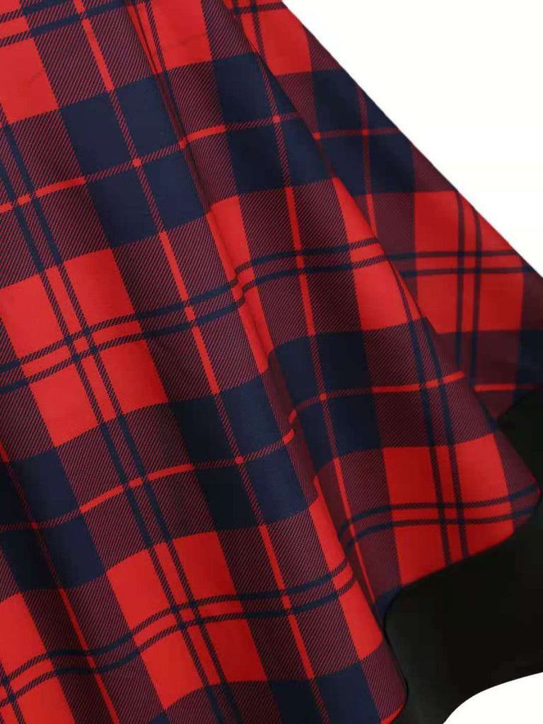 Plaids 1950s Off Shoulder Knitted Dress