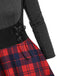 Plaids 1950s Off Shoulder Knitted Dress