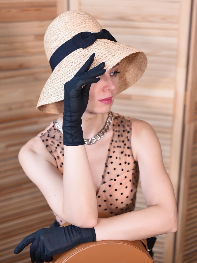 Black 1950s Polka Dot Patchwork Belt Jumpsuit