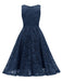 1950s Floral Lace Solid Swing Dress