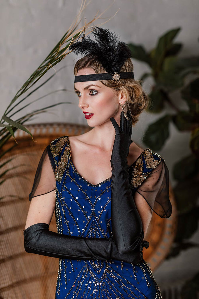 [US Warehouse] Blue 1920s Sequined Maxi Flapper Dress