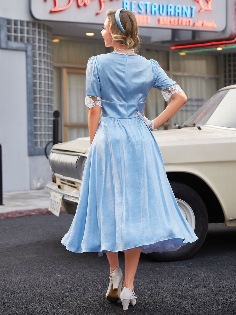 1950s Lace Patchwork Swing Dress