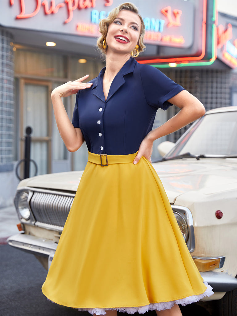 Snow White Style Button 1950s Dress