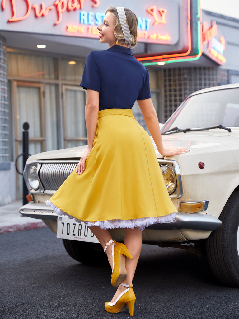 Snow White Style Button 1950s Dress