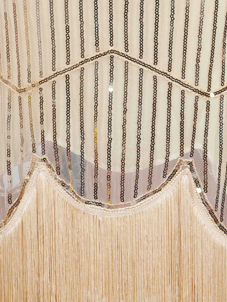 Apricot 1920s Beaded Sequin  Flapper Dress: timeless style reimagined