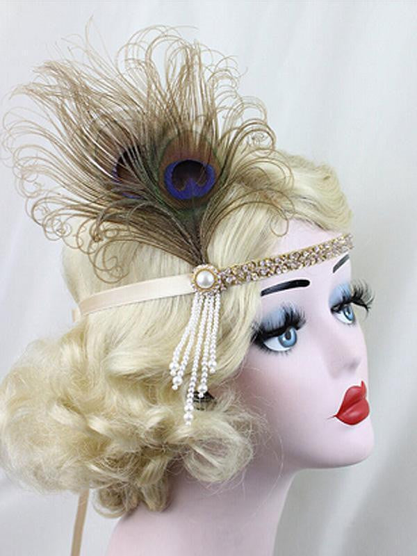 Apricot 1920s Feather Flapper Headband: timeless style reimagined