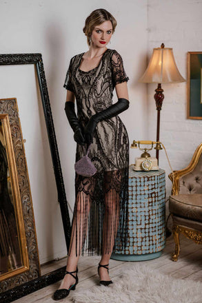 Black 1920s Fringe Lace Flapper Dress: timeless style reimagined