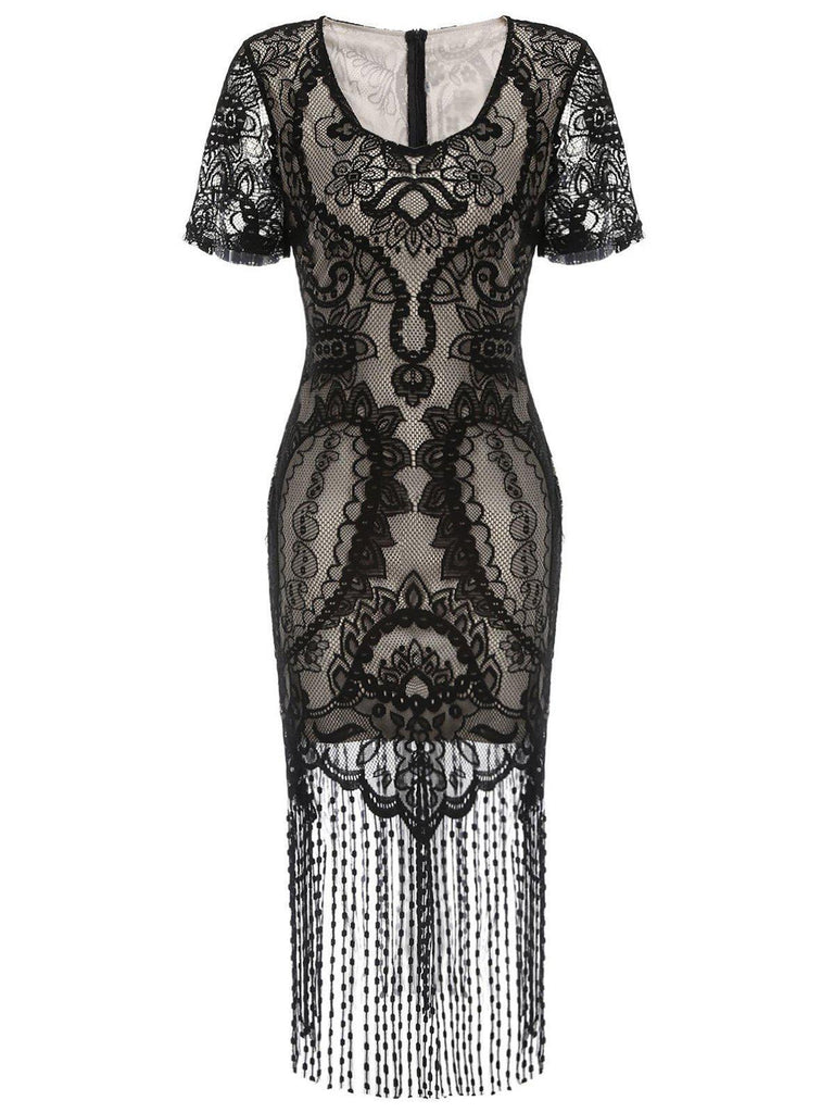 Black 1920s Fringe Lace Flapper Dress — vintage elegance for the modern woman