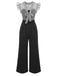 Black 1930s Mesh Bow-knot Patchwork Jumpsuit — vintage elegance for the modern woman