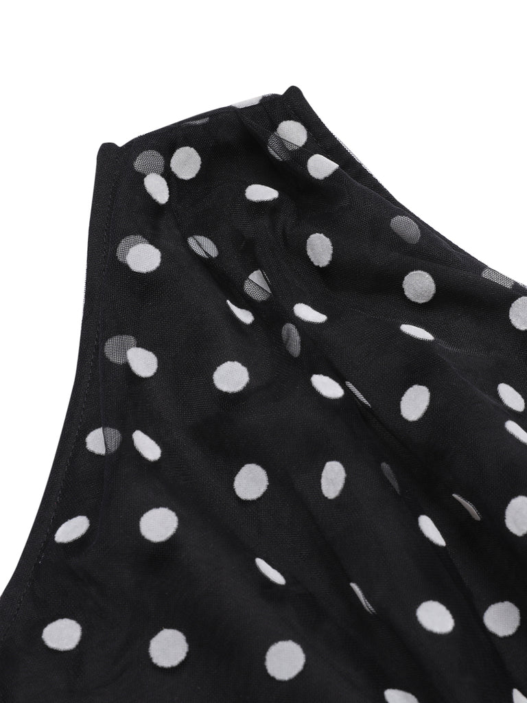 Black 1930s Polka Dots Patchwork Jumpsuit, vintage romper, retro jumpsuit - perfect for women who love vintage and retro fashion