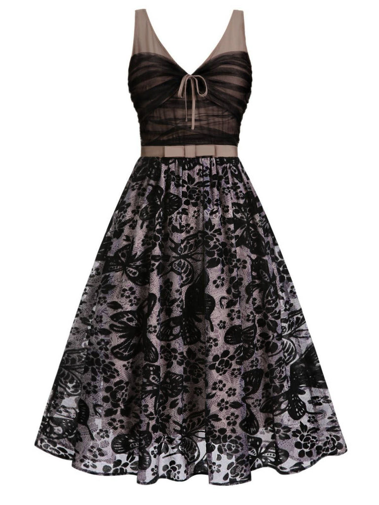 Black 1950s Butterfly Mesh Stitching Dress — vintage elegance for the modern woman
