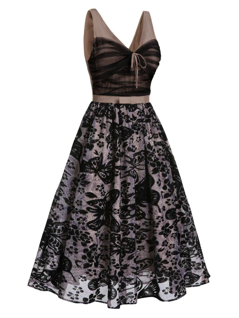 Black 1950s Butterfly Mesh Stitching Dress: timeless style reimagined