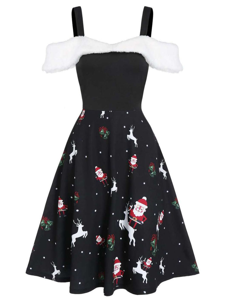 Black 1950s Cold Shoulder Swing Dress: timeless style reimagined
