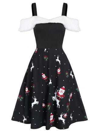 Black 1950s Cold Shoulder Swing Dress: timeless style reimagined