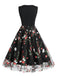 Black 1950s Floral Embroidered Patchwork Dress — vintage elegance for the modern woman