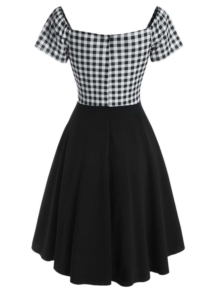 Black 1950s Plaids Button Swing Dress — vintage elegance for the modern woman