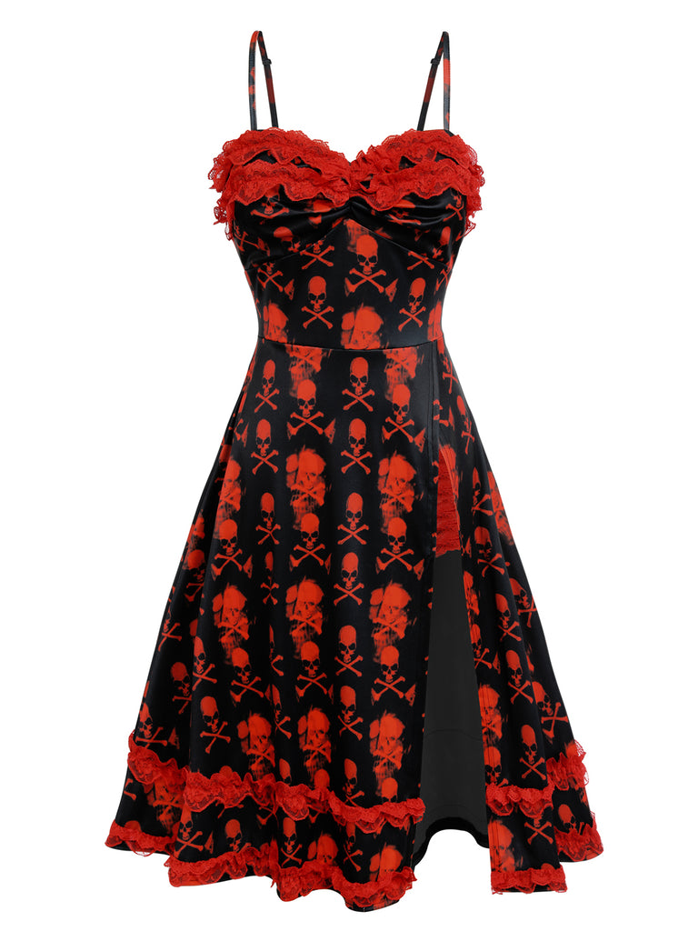 Black 1950s Skull Lace Strap Dress, vintage dress, retro fashion, rockabilly, pin-up fashion - perfect for women who love vintage and retro fashion
