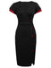 Black 1960s Button Slit Bodycon Dress: timeless style reimagined