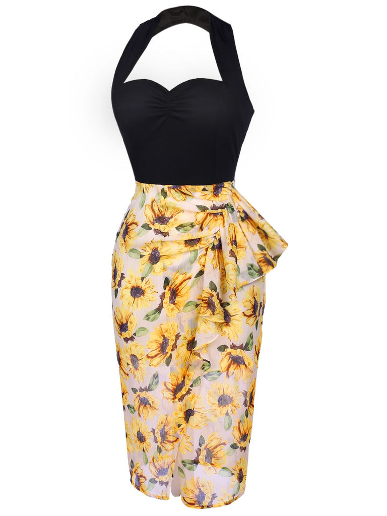 1960s Halter Sunflower Pencil Dress | 1960s | vintage dress, retro fashion
