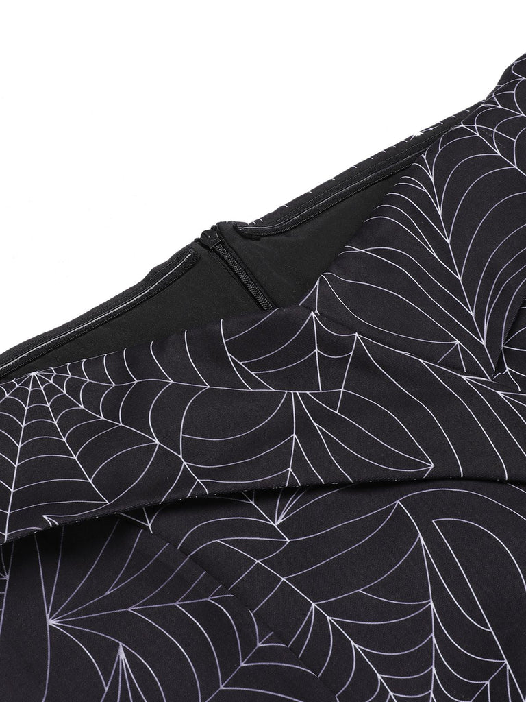 Black 1960s Off-shoulder Spider Web Dress — vintage elegance for the modern woman