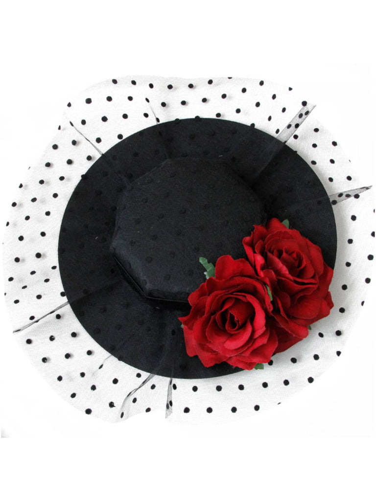 Black Retro 3D Roses Mesh Hat - vintage fashion, retro style, classic black