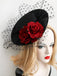 Black Retro 3D Roses Mesh Hat, vintage fashion, retro style - perfect for women who love vintage and retro fashion