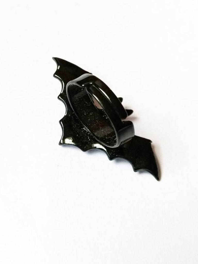 Black Retro Bat Alloy Ring - vintage fashion, retro style, classic black