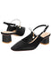 Black Velvet Satin Pearl Chunky Heel Shoes, vintage shoes, retro heels - perfect for women who love vintage and retro fashion
