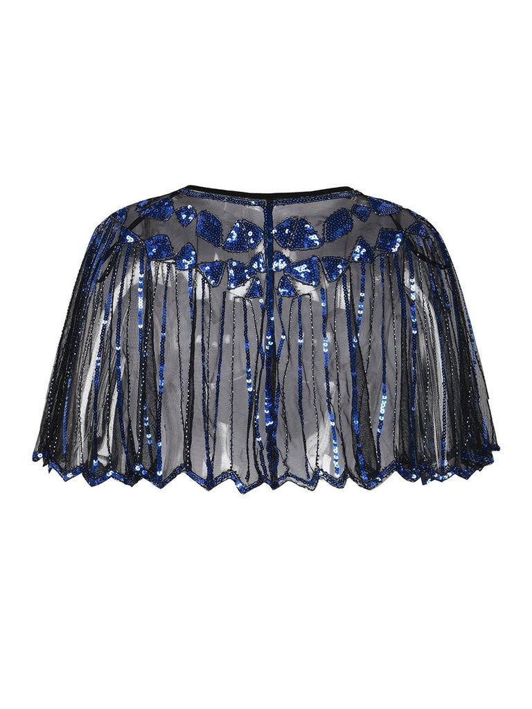 Blue 1920s Shawl Beaded Sequin Flapper Cape: timeless style reimagined