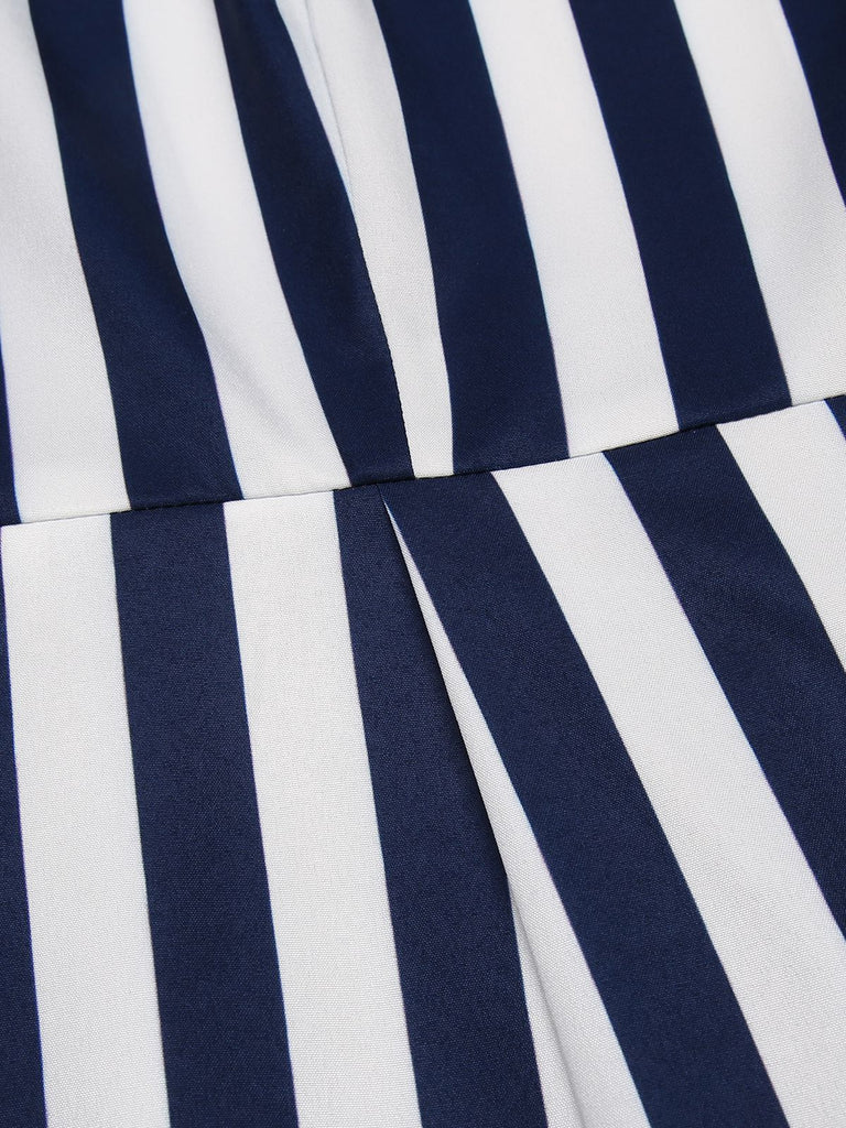 Blue 1930s Striped Ruffle Jumpsuit — vintage elegance for the modern woman