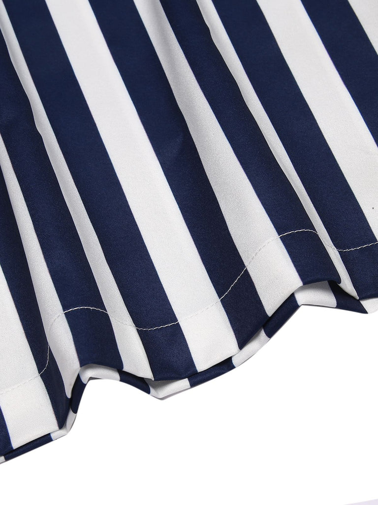 Blue 1930s Striped Ruffle Jumpsuit — vintage elegance for the modern woman
