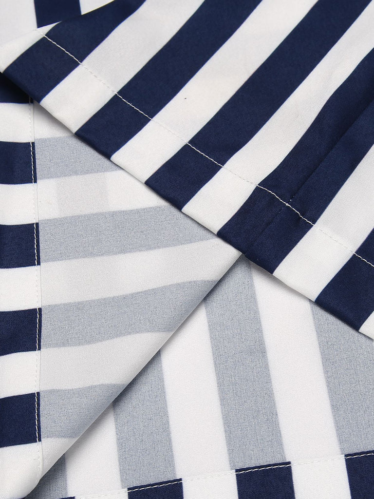 Blue 1930s Striped Ruffle Jumpsuit — vintage elegance for the modern woman