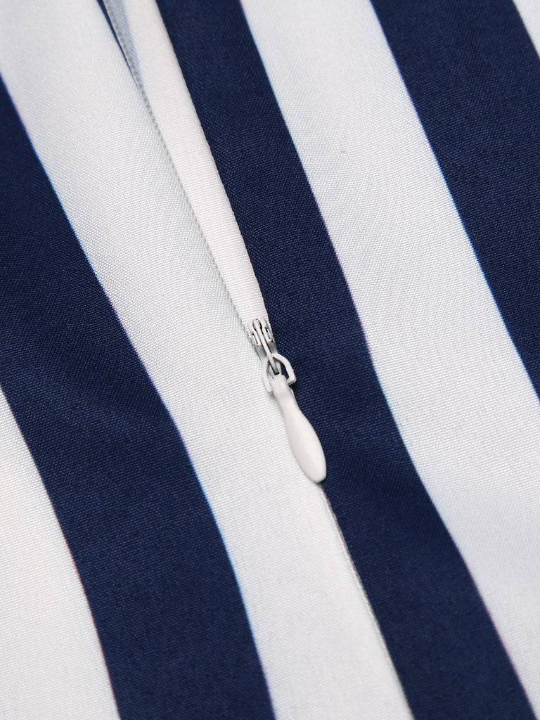 Blue 1930s Striped Ruffle Jumpsuit: timeless style reimagined