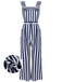 Blue 1930s Striped Ruffle Jumpsuit: timeless style reimagined