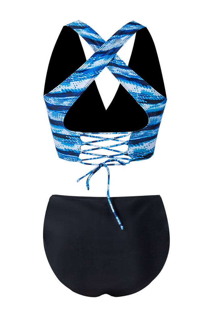 Blue 1950s Ocean Stripes Swimsuit — vintage elegance for the modern woman