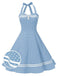 Blue 1950s Polka Dot Halter Swing Dress: timeless style reimagined