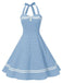 Blue 1950s Polka Dot Halter Swing Dress — vintage elegance for the modern woman