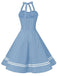 Blue 1950s Polka Dot Halter Swing Dress — vintage elegance for the modern woman