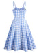 Blue 1950s Spaghetti Strap Plaid Dress — vintage elegance for the modern woman