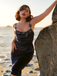 Blue 1960s 3D Butterfly Velvet Pencil Dress: timeless style reimagined