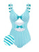 Blue 1960s Stripe Strap Bow One-Piece Swimsuit — vintage elegance for the modern woman