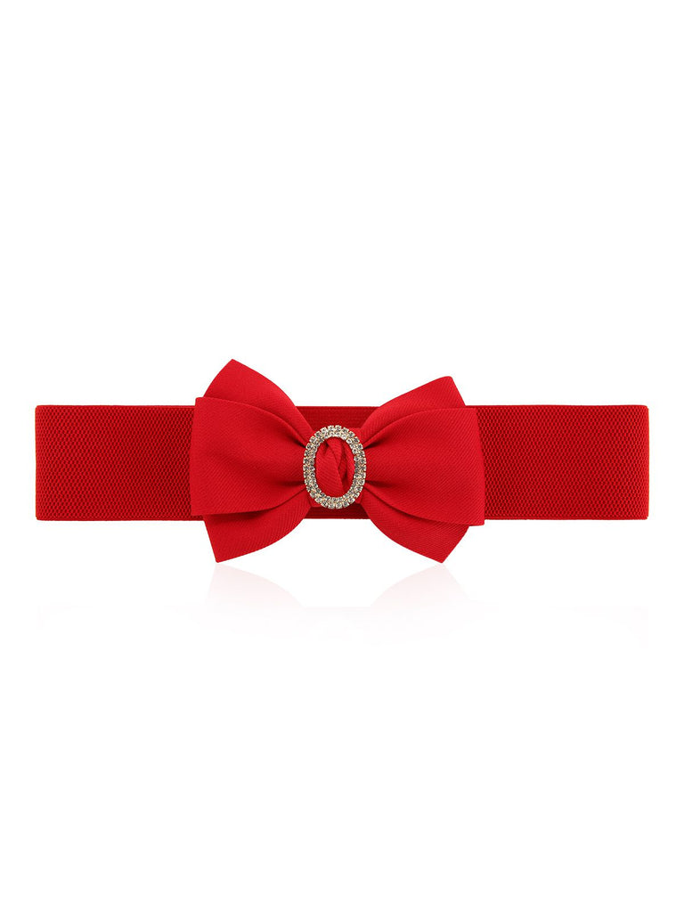 Bow Buckle Elastic Solid Vintage Belt - vintage fashion, retro style