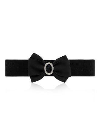 Bow Buckle Elastic Solid Vintage Belt: timeless style reimagined