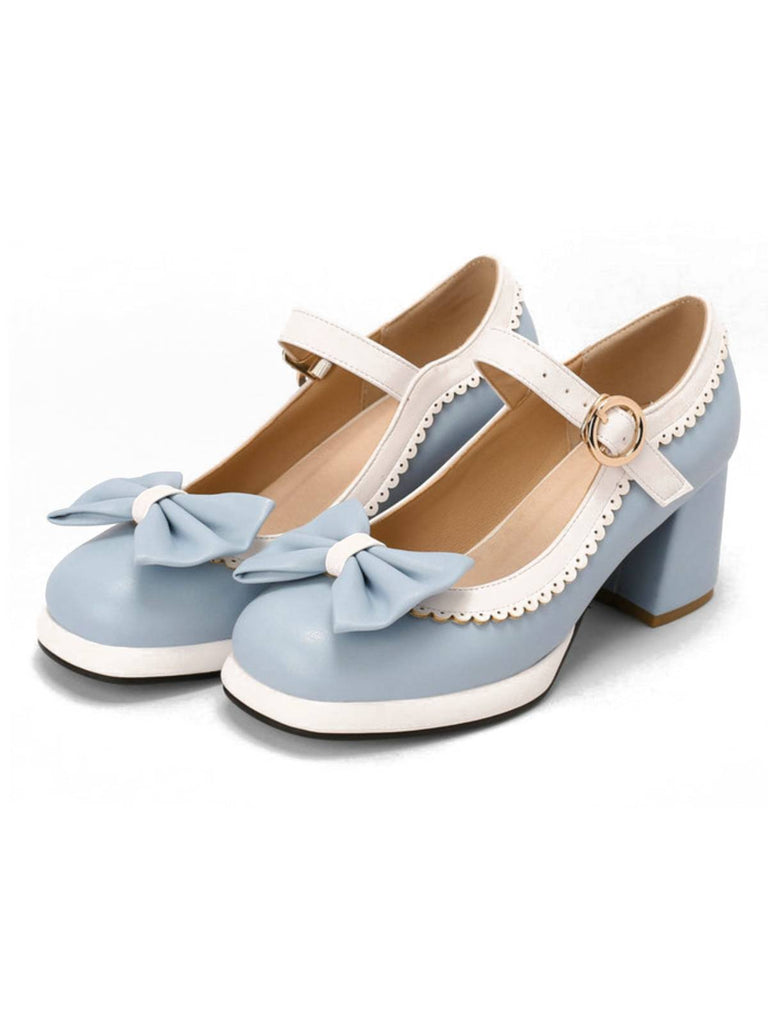 Bowknot Chunky Heels Mary Jane Shoes — vintage elegance for the modern woman